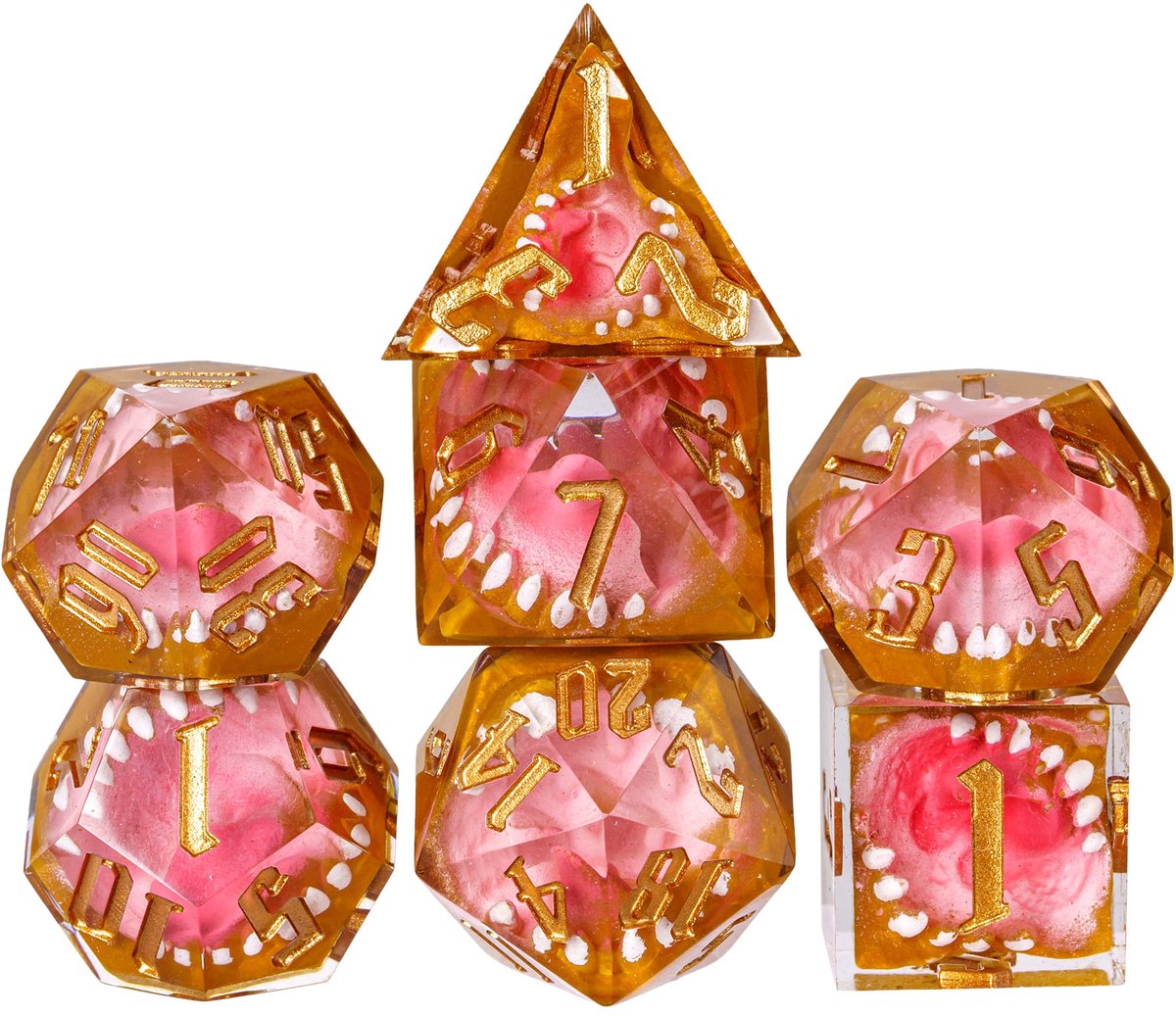 Joya Dice® Dungeons and Dragons Dobbelsteen set | Polydice DnD Dobbelstenen Set | D&D Dice set | Resin 7 stuks set | Incl Luxe Opbergdoos | Mimic’s Bite